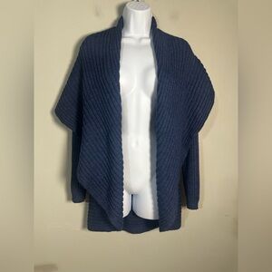 Peruvian Link Alpaca Collection Ribbed Waterfall Cardigan Navy Open Front OS